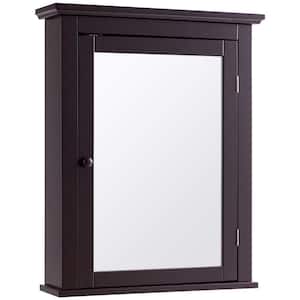 22 in. W x 27.5 in. H x 6 in. D Bathroom Storage Wall Cabinet with 1 Glass Doors and Adjustable Shelf in Brown
