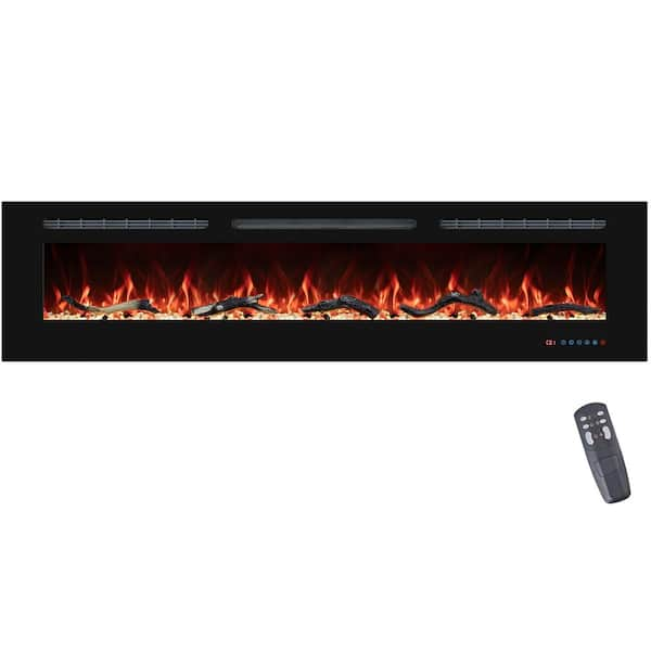 88 in. Electric Fireplace Inserts, Wall Mounted with 13 Flame Colors ...