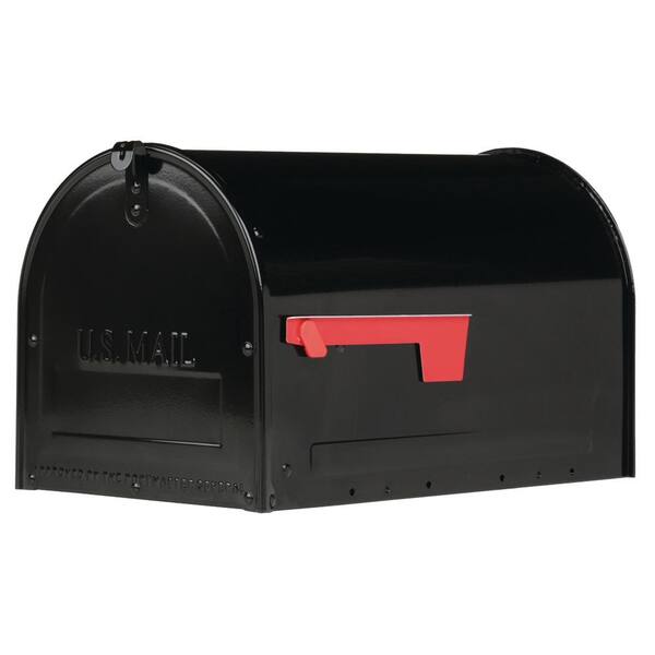 Gibraltar Mailboxes Marshall Black, Large, Steel, Locking, Post Mount Mailbox