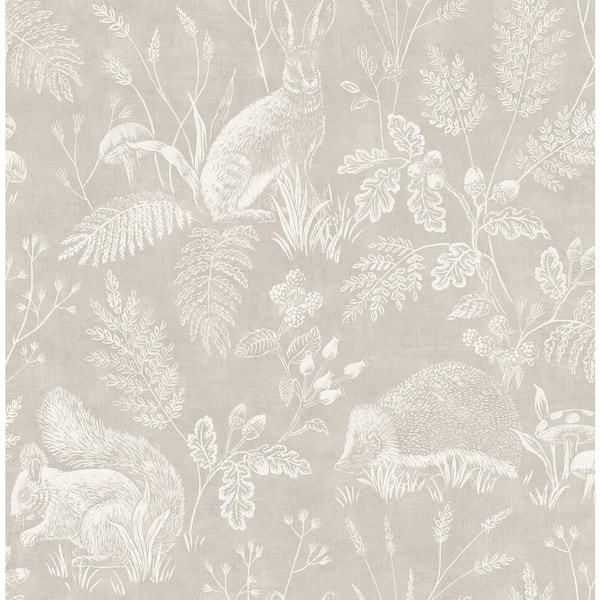 Light Grey Woodland Toile Wallpaper