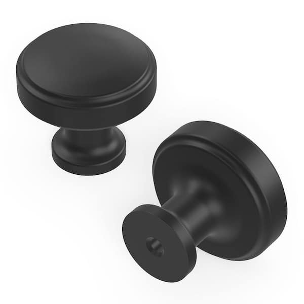 HICKORY HARDWARE Piper 1-1/4 in. Diameter Matte Black Cabinet Knob (10-Pack)