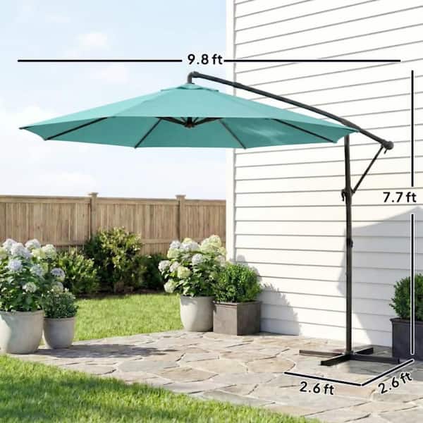 9.8 ft. Steel Outdoor Pool Umbrella Cantilever Market Patio