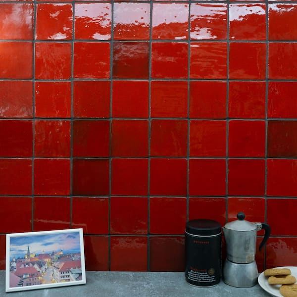 Orion Selenium Red 3.93 in. x 3.93 in. Glazed Terracotta Clay Wall Tile (5.38 Sq. Ft./Case)