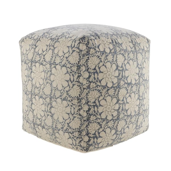 HomeRoots Amelia Beige Cotton Square Cube Ottoman