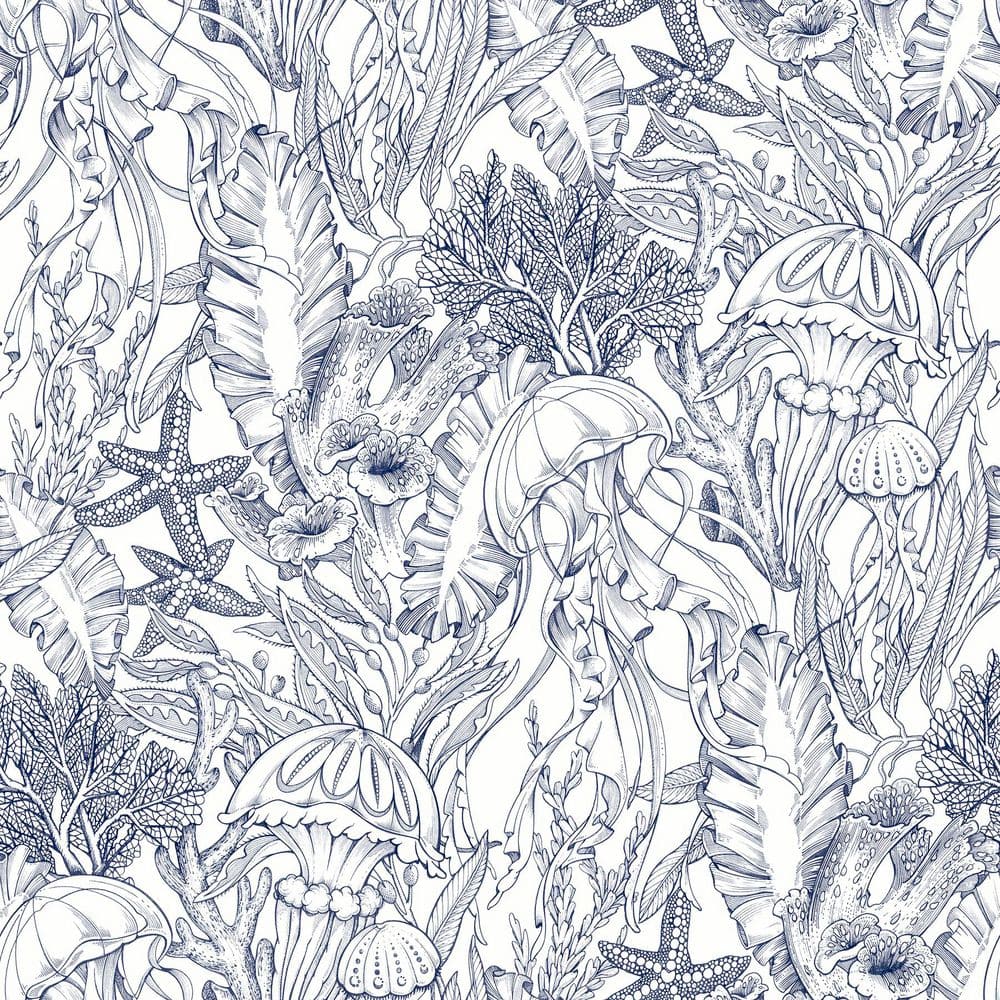 Under the Sea Navy Blue Peel and Stick Wallpaper Sample