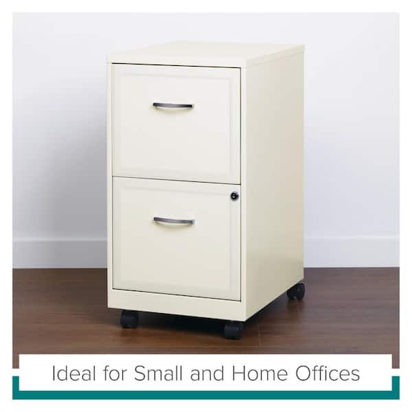 18 in. D 2-Drawer Pearl White Metal Letter Width 14.25 in. W Mobile Vertical File Cabinet