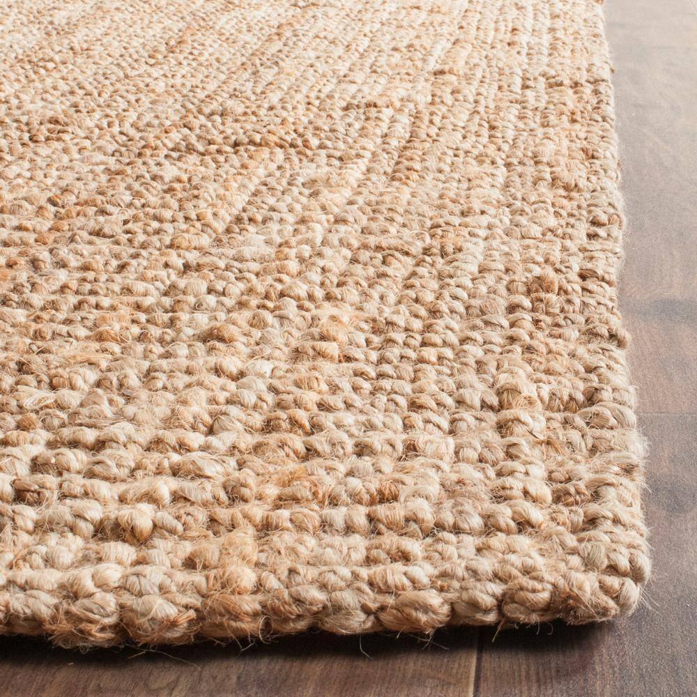 Natural Square Handwoven Wool and Cotton Area Rug