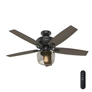 Bennett 52 in. LED Indoor Matte Black Ceiling Fan with Globe Light Kit and Handheld Remote Control