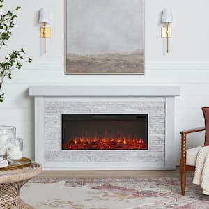 Shorewood 66 in. Freestanding Wooden Electric Fireplace in Bone White