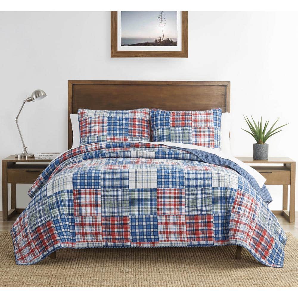 Nautica Raeford 3-Piece Blue Cotton Full/Queen Quilt Set