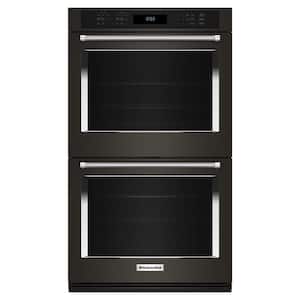 27 in. Double Electric Wall Oven with Convection in Black Stainless Steel with PrintShield Finish