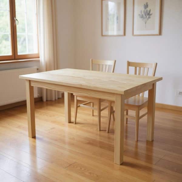 Natural Wood 48.00 in. 4 Leg Base Dining Table Seats 4