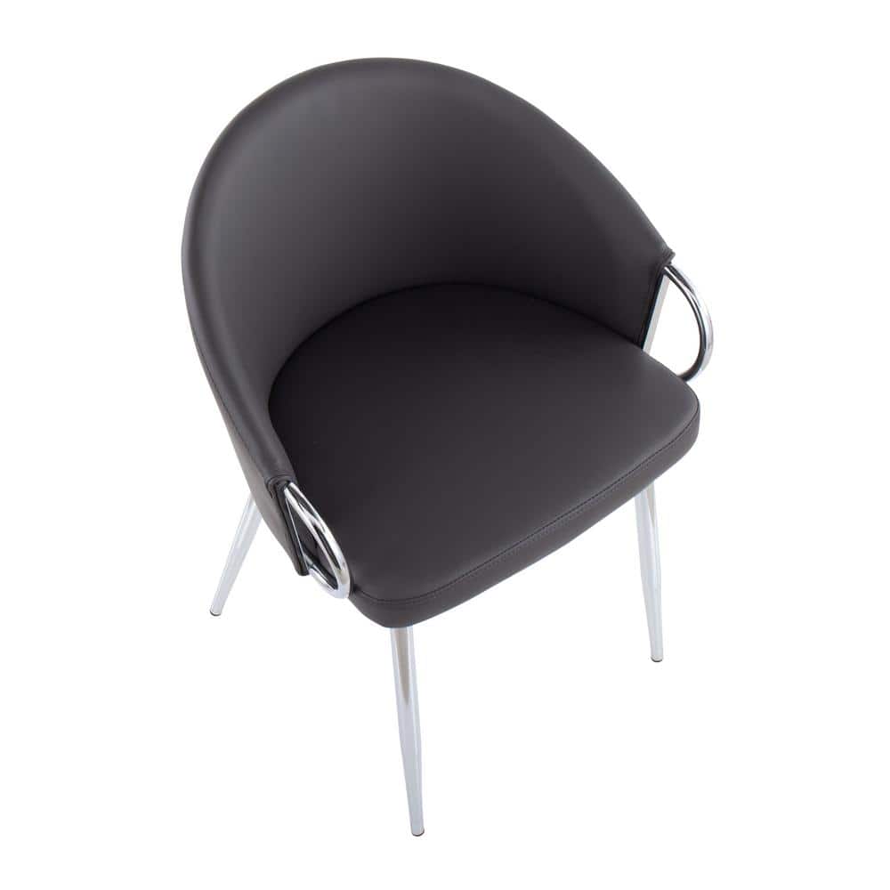 Claire Modern Silver Metal Frame Chair with Grey Faux Leather