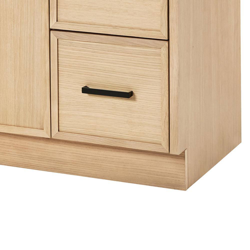Kelly 55" White Oak Single Sink Vanity with Marble Top