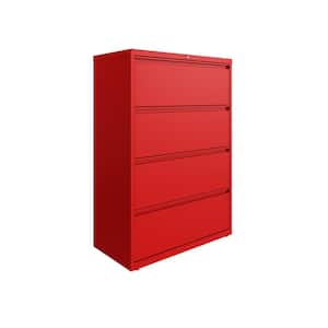 36 in. W Lava Red 4-Drawer Lateral File Cabinet for Home and Office, Holds Letter, Legal and A4 Hanging Folders