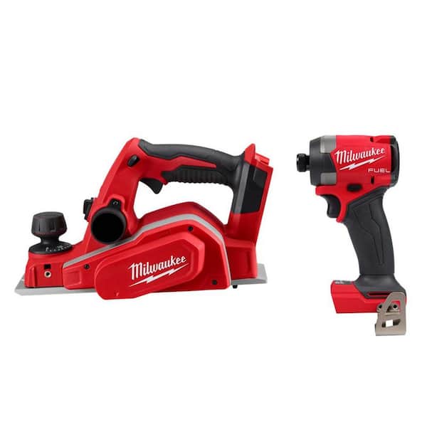 M18 18V Lith-Ion Cordless 3-1/4 in. Planer w/ 1/4 in. Impact Driver