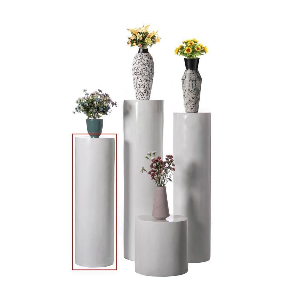 Tall White Fiberglass Cylinder Pedestal Stand
