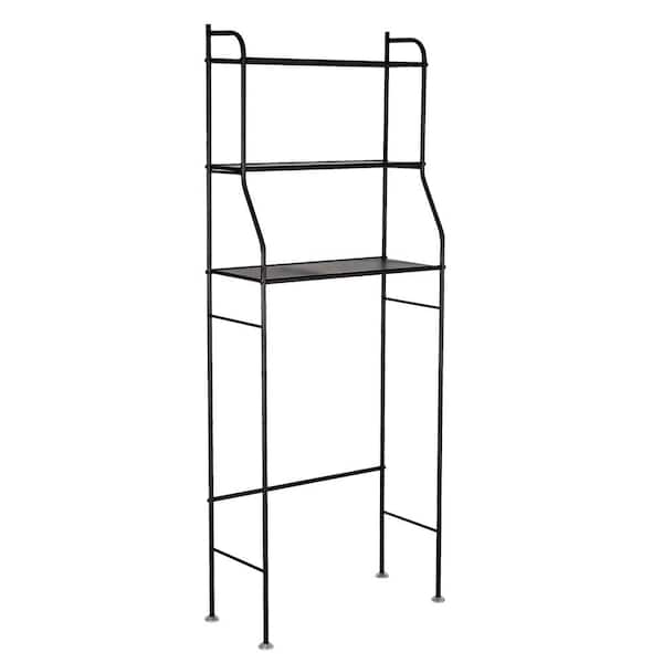 Karl home Modern 9.84 in. W x 23.23 in. D x 59.45 in. H Black Steel Toilet Bathroom Shelf