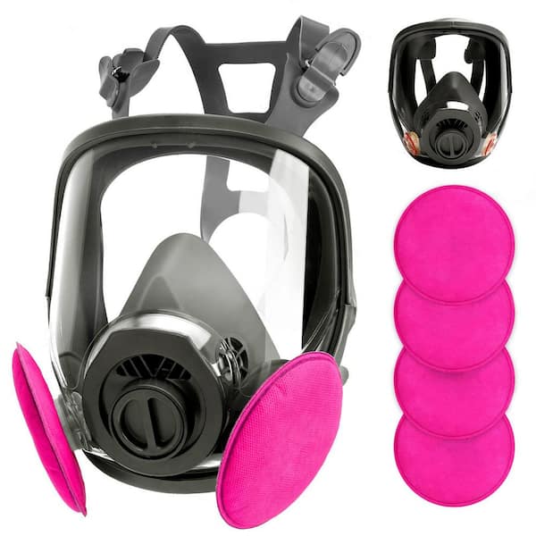 Dyiom Reusable Respirator Mask - Large Full Face Gas Mask with 4pcs Filters Against Gas/Dust/Chemicals/Organic Vapor