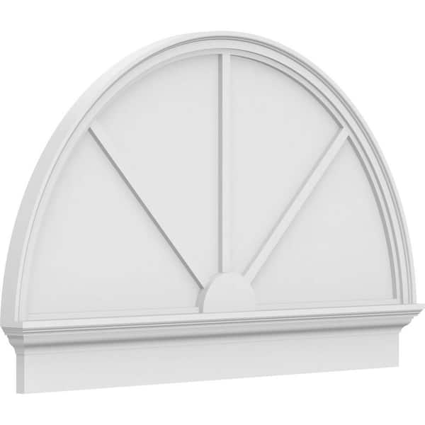 Ekena Millwork 2-3/4 in. x 48 in. x 30-3/4 in. Half Round 3-Spoke Architectural Grade PVC Combination Pediment Moulding