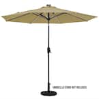 9 ft. Round Next Gen Solar Lighted Market Patio Umbrella in Taupe