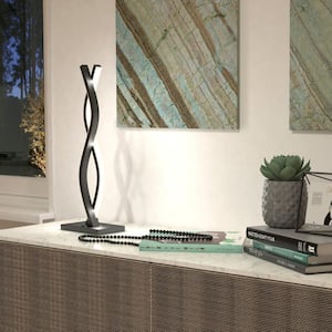 Wave 18 in. Black Modern Dimmable Table Lamp for Living Room