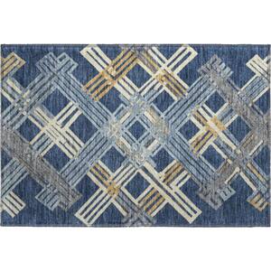 Mayfield Premium Machine Washable Abstract AMF2452 Navy 3 ft. x 4 ft. Area Rug