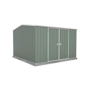 Premier 10 ft. W x 10 ft. D Galvanized Steel Metal Shed in Pale Eucalypt with SNAPTiTE Assembly System (100 sq. ft.)