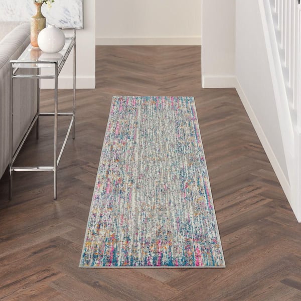 Passion Ivory/Multi 2 ft. x 10 ft. Abstract Geometric Contemporary Kitchen Runner Area Rug