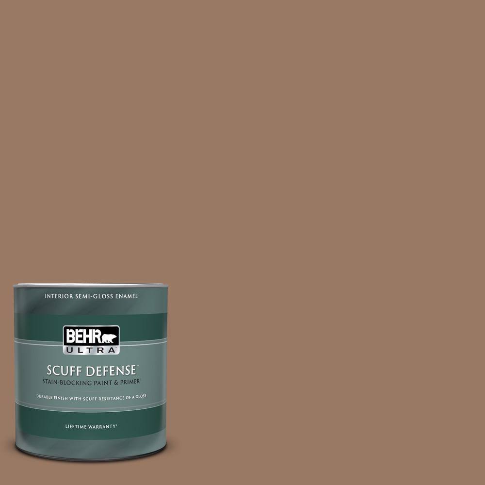 BEHR ULTRA 1 qt. #250F-4 Stone Brown Extra Durable Semi-Gloss Enamel ...