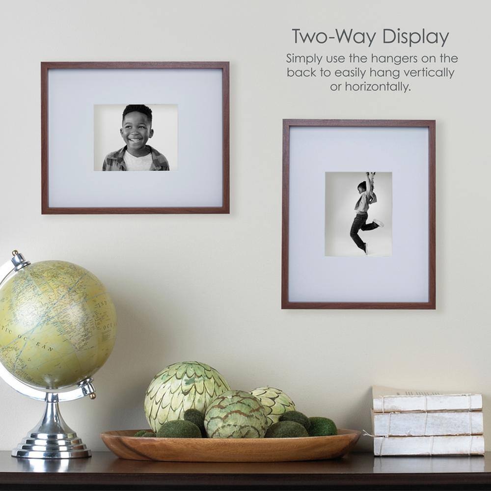 Walnut Wood Gallery Wall Frame with White Matte, 17" x 21"