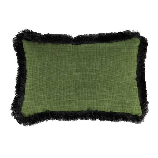 Jordan Manufacturing Sunbrella 9 in. x 22 in. Surge Cilantro Lumbar Outdoor Pillow with Black Fringe