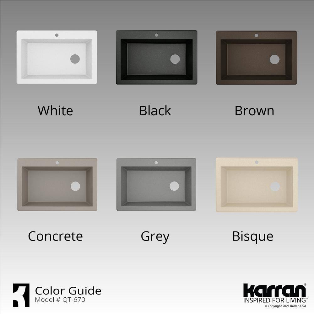 Bisque Quartz Composite Single Bowl Kitchen Sink, 33" x 22"