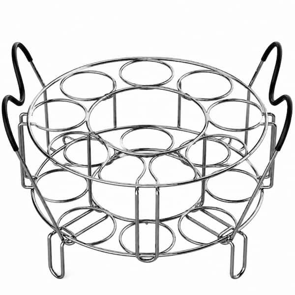 2-Pack Stackable Stainless Steel Egg Steamer Rack Cooks 18 Eggs with Silicone Handles for Pressure Cookers