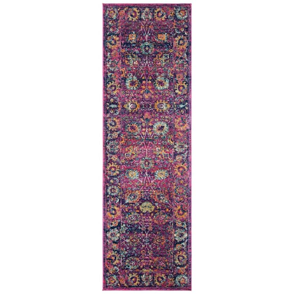 Granada 2 ft. x 5 ft. Fuchsia/Multi Abstract Ornate Runner Rug