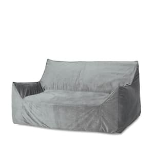 Pickerel 2-Seater Gray Velveteen Oversized Bean Bag Chair with Armrests