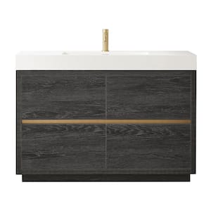 Huesca 48 in. W x 19.7 in. D x 33.9 in. H Single Sink Bath Vanity in North Black Oak with White Composite Stone Top