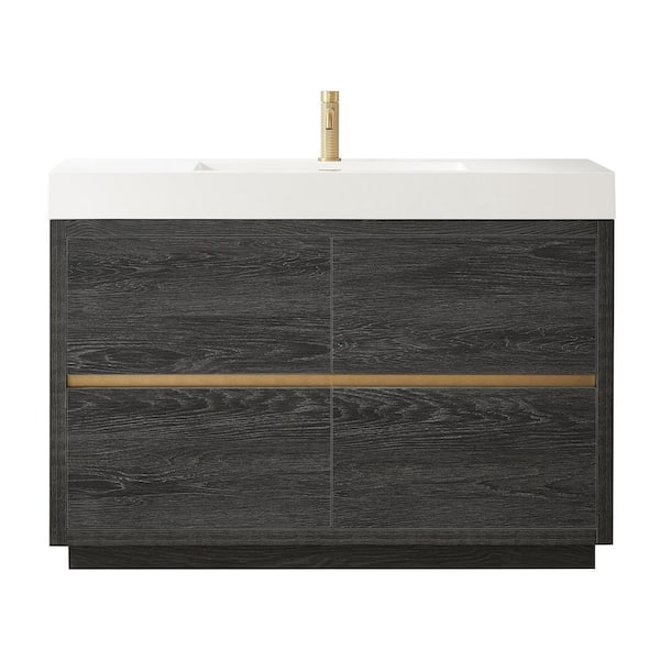 Huesca 48 in. W x 19.7 in. D x 33.9 in. H Single Sink Bath Vanity in North Black Oak with White Composite Stone Top