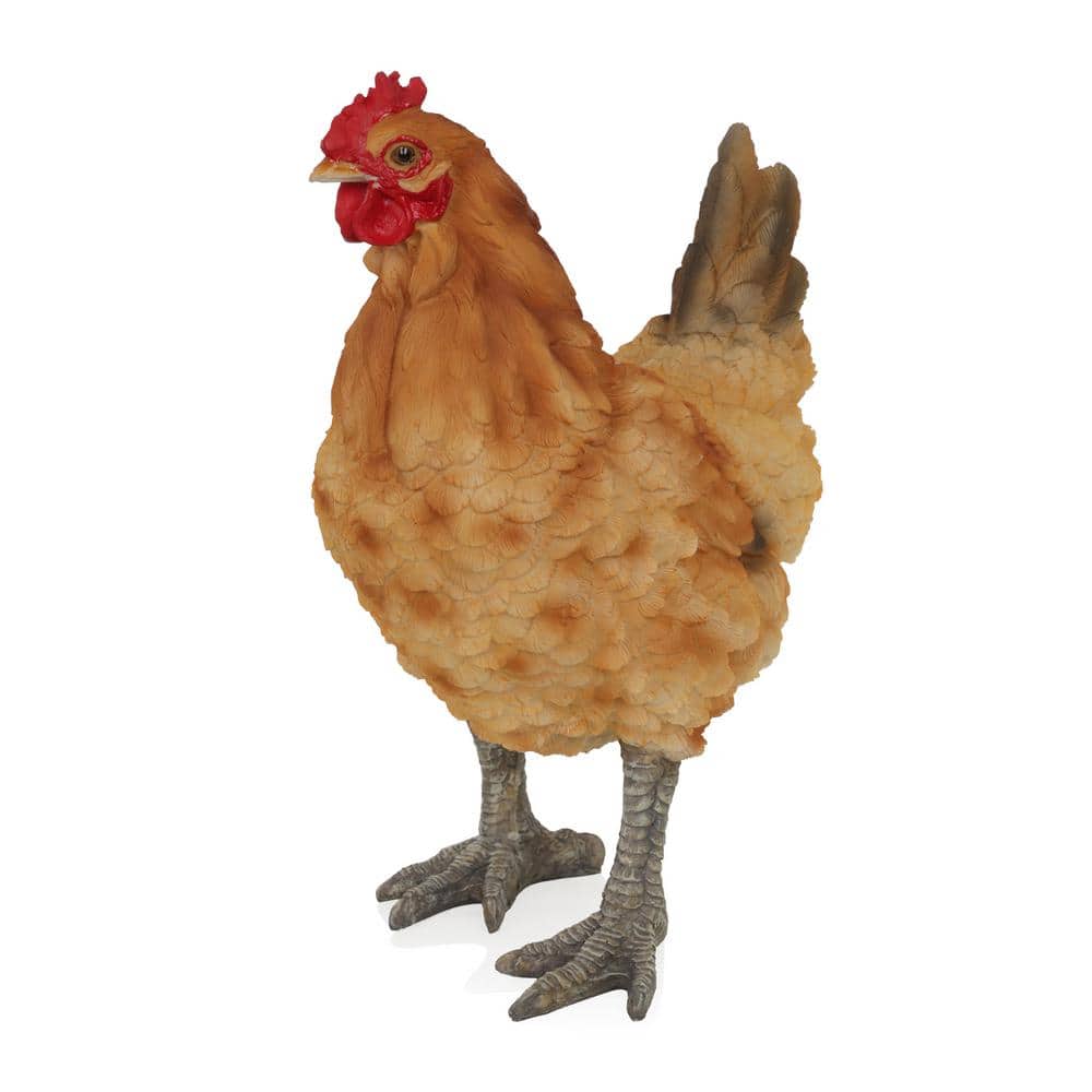 Polyresin Standing Orange Hen Statuary