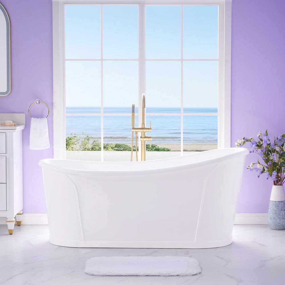 Luxor 66 in. x 30 in. Freestanding Soaking Bathtub 100% Pure Virgin Acrylic in Glossy White, Drain/Overflow Included price history on PriceWatchPro