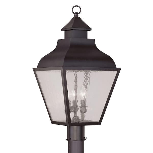 Livex Lighting Providence 3-Light 23.5 in. Outdoor Bronze Post Head Lantern