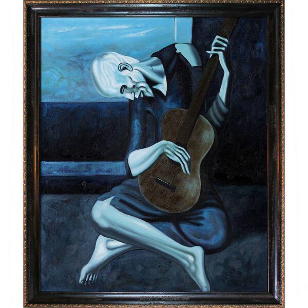 LA PASTICHE The Old Guitarist by Pablo Picasso La Scala Framed Oil Painting Art Print 23 in. x 27 in.