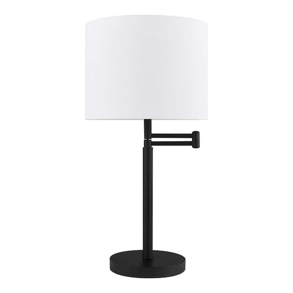 Hampton Bay Whitworth 24.5 in. Black Accent Lamp with Swing Arm and USB Port