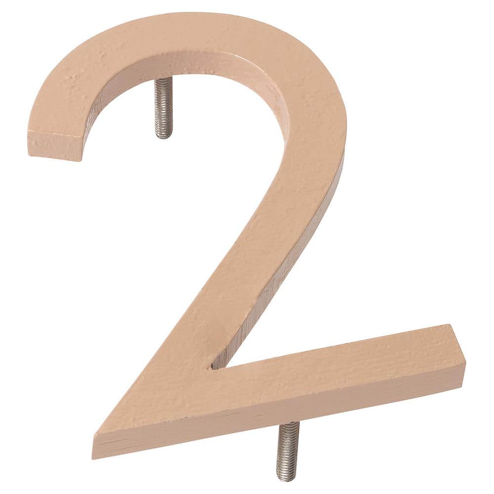 4 in. Taupe Aluminum Floating or Flat Modern House Number 2 product image for price tracking
