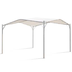 11.5 ft. x 11.5 ft. White Patio Gazebo with Metal Frame and Top Canopy with Sturdy Structure for Lawn, Cream