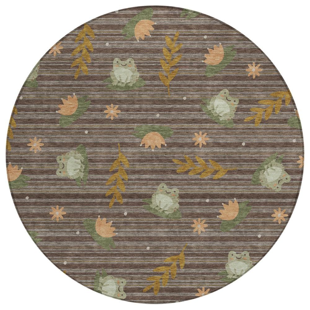Chantille Machine Washable Indoor/Outdoor Abstract ACN2795 Chocolate 8 ft. x 8 ft. Round Rug price history on PriceWatchPro