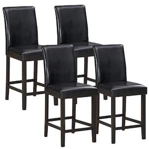 41 in. H Bar Stools High Back Counter Height Barstool Pub Chair w/ Rubber Wood Legs Black (Set of 4)