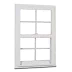 31.375 in. x 35.25 in. 50 Series Low-E Argon SC Glass Single Hung White Vinyl Fin Window with Grids, Screen Incl