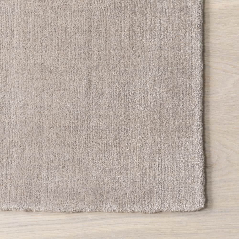 Dove Grey Handmade Wool and Viscose Rectangular Rug