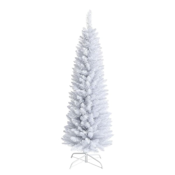7 ft.. Artificia Pencil Christmas Tree Garden Statue, White